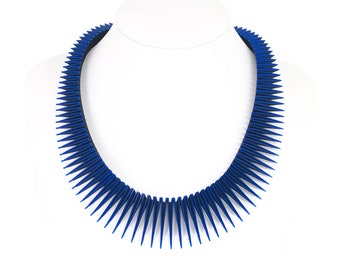 SERPENT 3D Printed Necklace (Blue on Black)