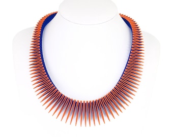 SERPENT 3D Printed Necklace (Orange on Blue)