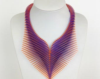 MOTH 3D Printed Necklace (Orange on Sapphire)