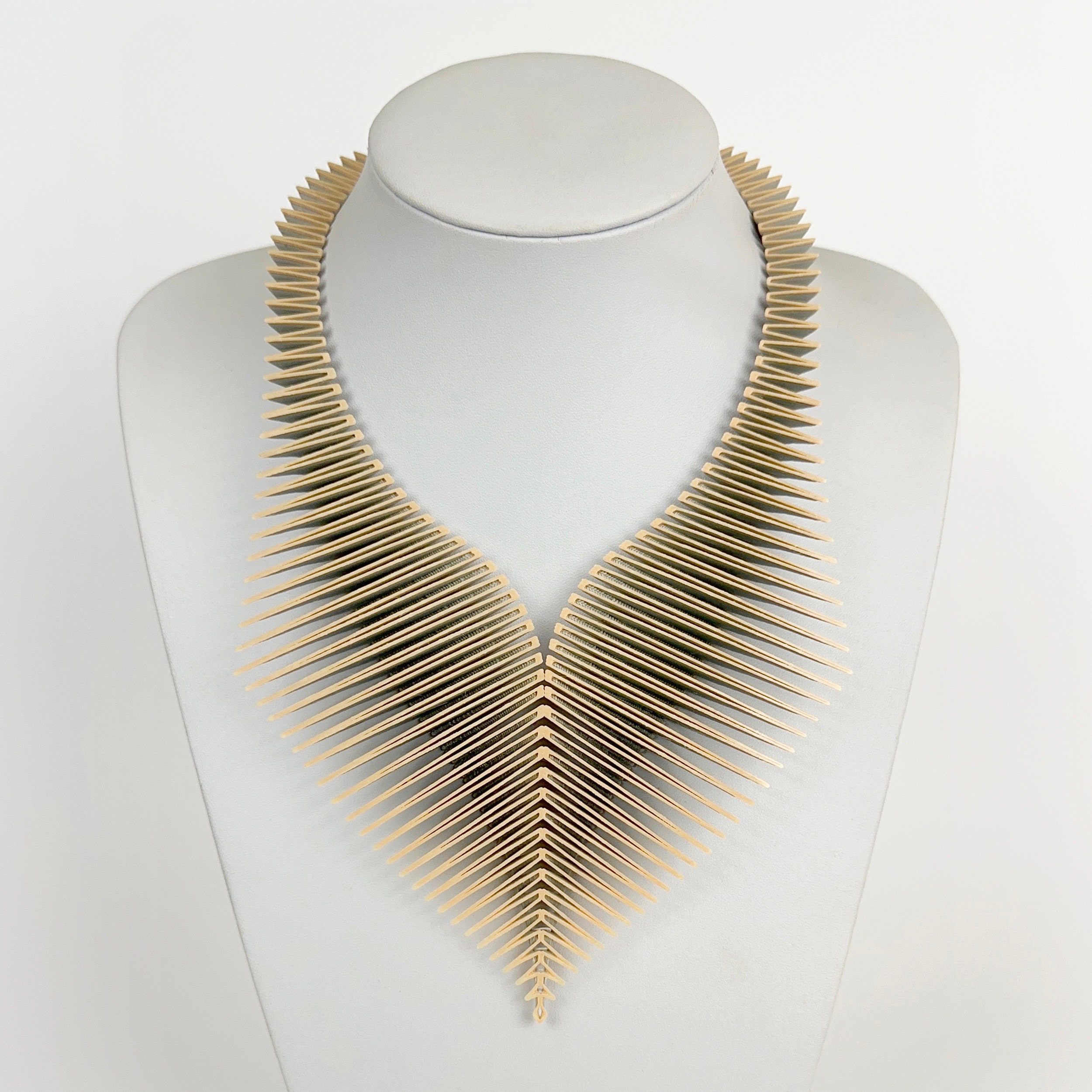 MOTH 3D Printed Necklace (Beige on Grey)