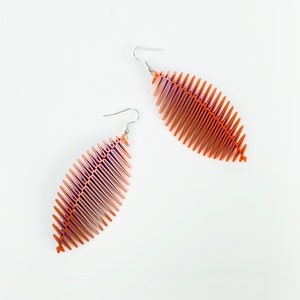 LEAF 3D Printed Earrings (Orange on Sapphire)