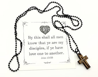 Olive Wood Cross Necklace | Handcrafted Holy Land Israel Pendant (1.1 Inch)