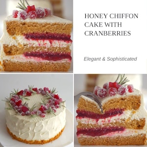Honey Chiffon Cake Recipe PDF - Cranberry Layer Cake - Light Russian Dessert for Any Occasion