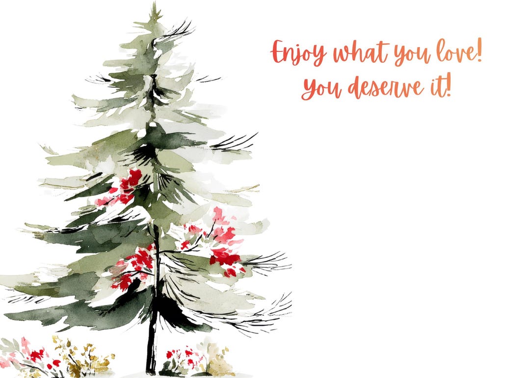 Watercolor Christmas Tree Card – Printable Holiday Greeting (digital ...