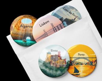 Portuguese City Pin Set •Sintra Porto Lisbon Cabo da Roca Algarve • Portugal Travel Gift