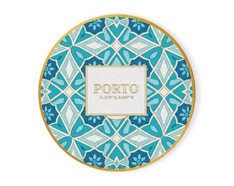 Porto Azulejo Cork Coaster  Portuguese Tile Drink Coaster, Blue Portugal Decor, VivaPortugal Design