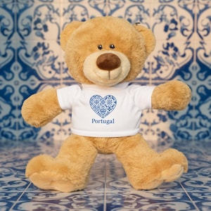 Portugal Teddy Bear with Azulejo Heart