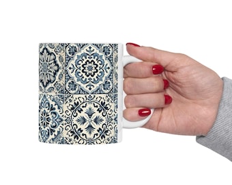 Portuguese Azulejo Coffee Mug  Authentic Portugal Gift Blue Tile Ceramic Cup