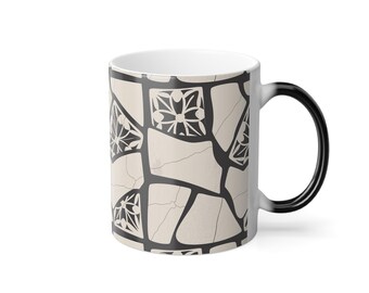 Portuguese Azulejo Tile Mug: Color Changing Geometric Ceramic Cup