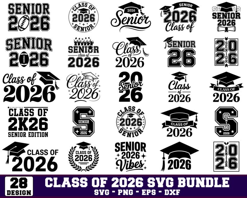 Class of 2026 SVG Bundle, Senior Graduation Cut Files (SVG, PNG) - Etsy