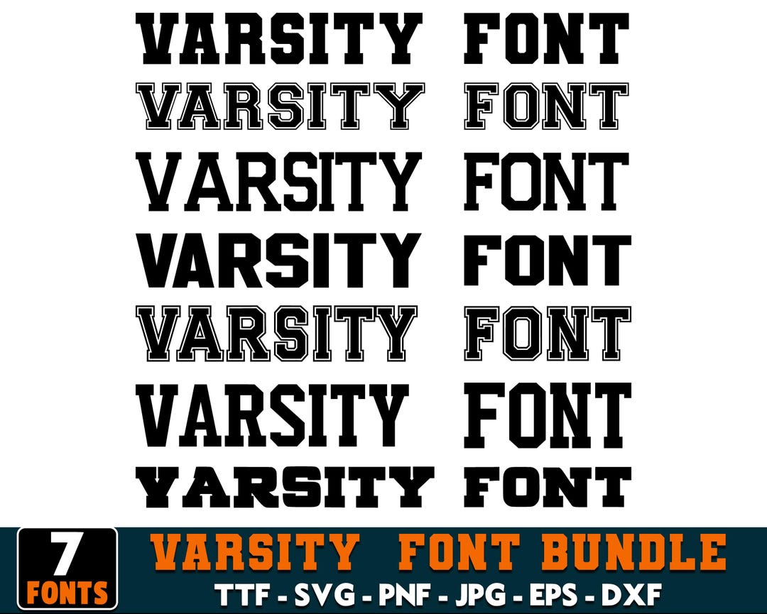 Varsity Font Bundle, Jersey Sports Alphabet SVG (7 Styles) - Etsy