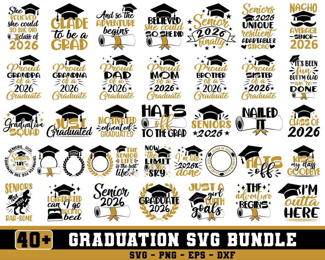Graduation SVG Bundle, Class of 2026 Designs, Senior Year Graphics ...