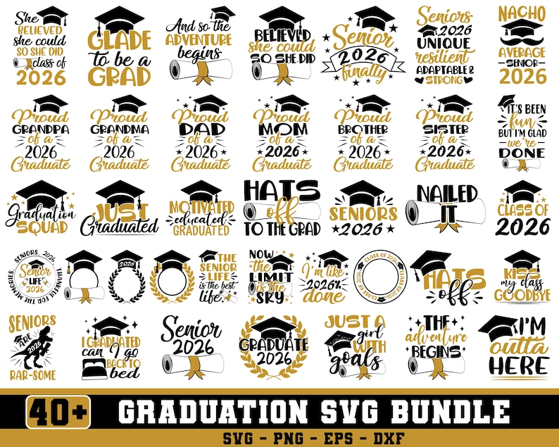 Graduation SVG Bundle, Class of 2026 Designs, Senior Year Graphics ...