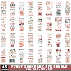 Funny Bookmark SVG Bundle, Reading Quotes, Book Lover Gift (Digital Download)