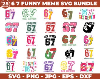 6 7 Meme Lustige Hände SVG Bundle, 6 7 Meme Plotter, lustiges svg, 6 7 Meme lustiges Skelett svg, Viral Meme Humor, Cricut & Silhouette Cut Files