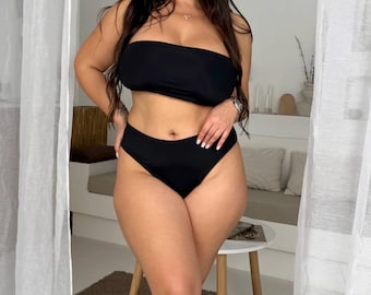 Biflex-badkledingset | Top met strikbandjes en brazilianslips | Vormgevend badpak dames | Mix match-maten S-4XL