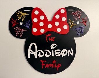 Custom Personalized Stroller Tag With Polka Dot Bow (Version 2.0)