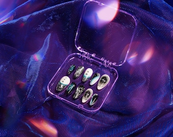 Neo Femme Y2K Nails | Silver Chrome Press-On Set | Bold, Edgy, Handmade