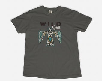 Wild Spirit Thunderbird Graphic Tee | Southwestern Aztec Boho Shirt
