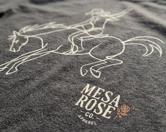Cowgirl Bronco T-Shirt | Western Graphic | Minimal Line Art Rodeo | Comfort Colors | Mesa Rose Co