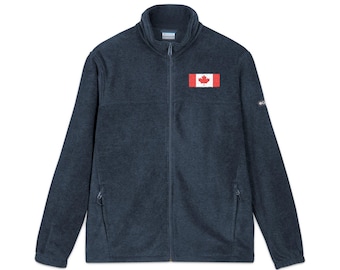 Canadian Flag Embroidered Fleece Jacket Columbia Style