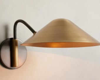 Pair Of Simms Mid Century Modern Brass Diabolo Wall Sconce, Stilnovo Style Wall Fixture| Antique Raw Brass Double wall Sconce