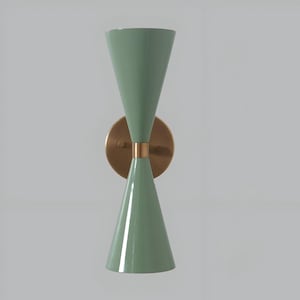 50er Jahre Vintage Wandleuchte im Dual Cone Design – Elegantes Finish in Weiß und Grün – Inspiriert von Sputniks Beleuchtung im italienischen Stil Vintage-Look