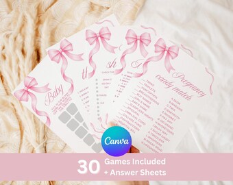 Girl shower game bundle, Mom or dad, Baby prediction card, The price is right, Baby Bingo, Would she rather,  Baby trivia and more