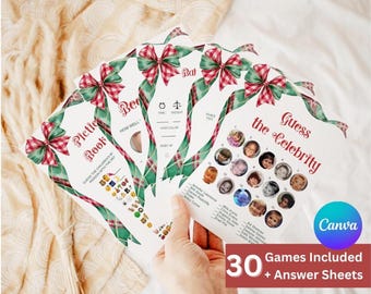 Winter Gingham Baby Shower Games, 30 Pack (Digital Download)