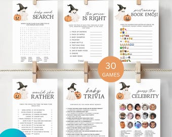 Halloween Little Boo Baby Shower Bundle, Editable Baby Shower Templates,  Baby Shower Games, Digital download