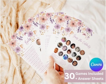 Floral Baby Shower Games Bundle, 30 Printable Games (Digital Download)