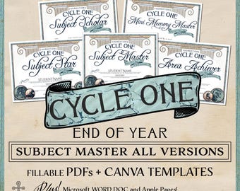 CC Cycle 1 End of Year Certificates | Fillable PDF & Canva Templates