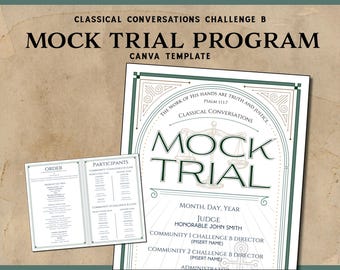 Classical Conversations Challenge B Mock Trial Program Canva Template
