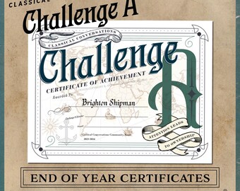 CC Challenge A End of Year Certificates of Achievement