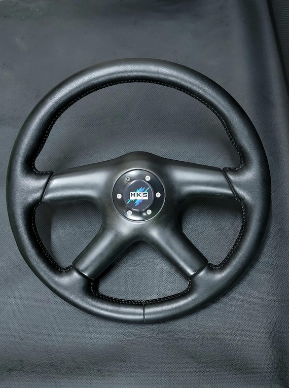 Vintage HKS MOMO 4-spoke Leather Steering Wheel (36cm/14