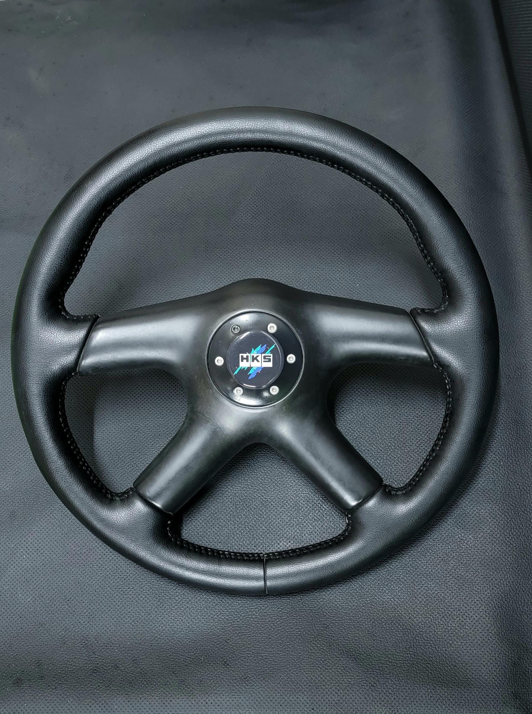 Vintage HKS MOMO 4-spoke Leather Steering Wheel (36cm/14