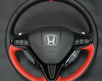 Honda Steering Wheel 8th Gen | Red & Black Leather | Fits Civic