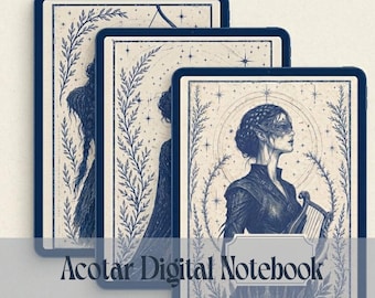 6 Pack Digital Notebook Bundle, Hyperlinked Tabs, 5 Sections, Composition Notebook, GoodNotes iPad , Dark Academia Aesthetic, ACOTAR Gift