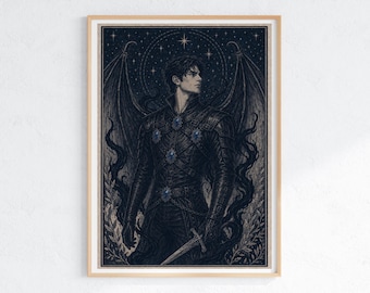 Azriel ACOTAR Wandbild Schattensänger Druck Dunkles Fantasy Poster Nacht Hof Dekor A4 US Letter Digitaler Download SJM Fanart Flügel Krieger Geschenk