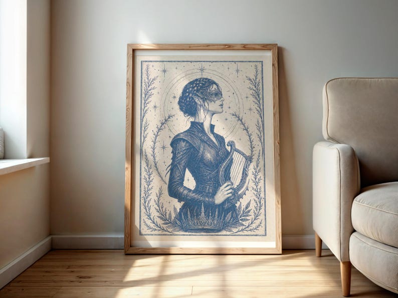 Nesta y Cassian, juego de 2 láminas de ACOTAR, arte mural de la Corte de las Llamas Plateadas, fan art de Nessian, decoración literaria de SJM, tamaño A4 (carta estadounidense), descarga digital. imagen 1