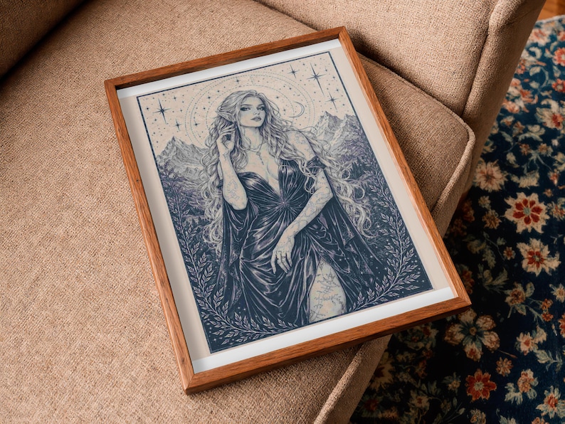 Amren and Morrigan ACOTAR Prints Set of 2 - Night Court Wall Art A4 US Letter Digital Download SJM Bookish Decor DarkAcademia Goddess Poster image 3