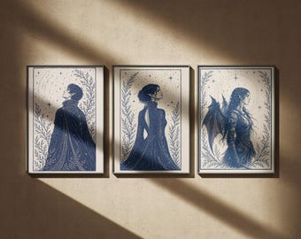 ACOTAR Inspired Portrait Set of 6 Digital Prints Night Court Gallery WallArt Bookish Decor SJM Fanart A4 US Letter Dark Fantasy Illustration