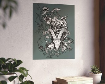 Póster de H. P. Lovecraft / Arte mural mate de ciencia ficción y terror