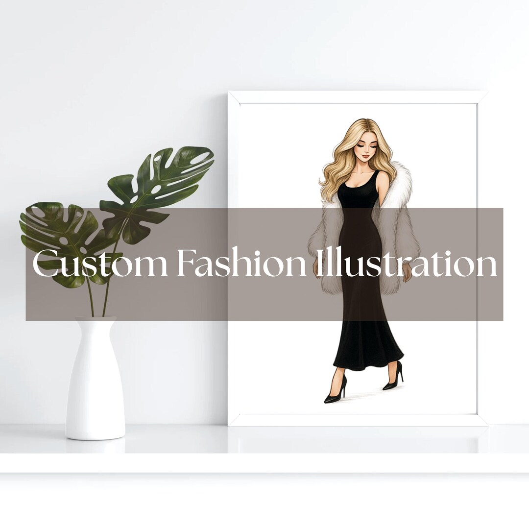 US Custom Fashion Illustration Portrait Framed | Personalised Fashion ...
