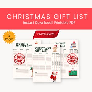 Christmas Gift Planner | Holiday List Tracker (PDF Printable)