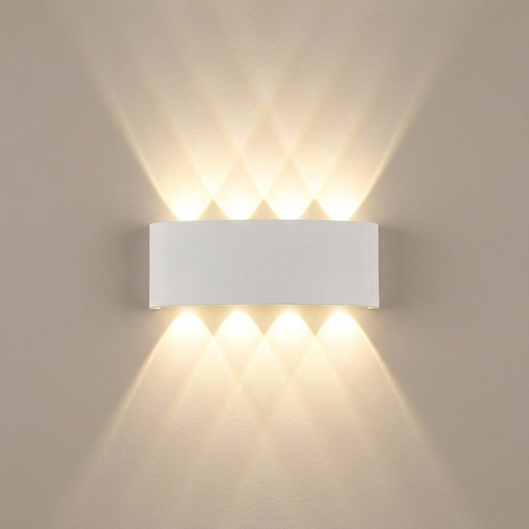 LED Wandlamp, 110-265V Wandlamp Waterdicht Decoratief Aluminium Zwart Wandkandelaar Lamp voor Slaapkamer, Woonkamer, Gang(Wit Licht