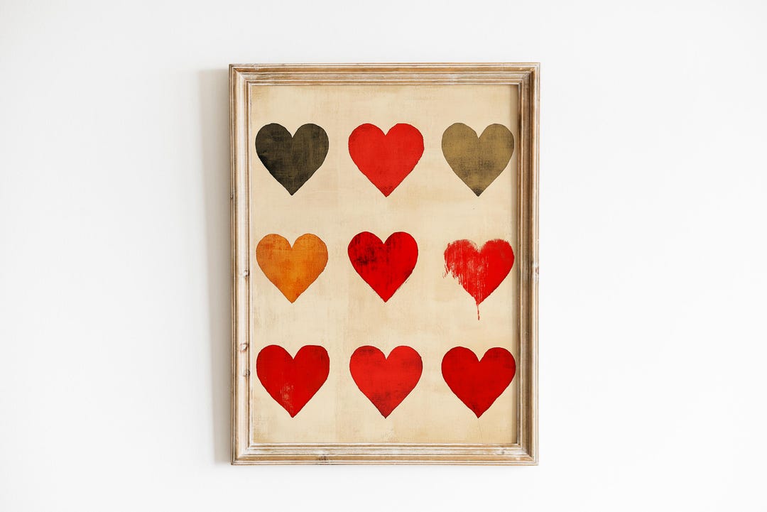 Rustic Heart Printable Printable Rustic Heart Grid Painting - Distressed Folk Art, Cozy ...