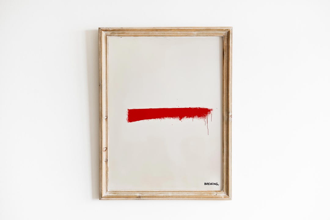 Printable Modern Abstract Red Brushstroke Art - Bold Minimalist Wall ...