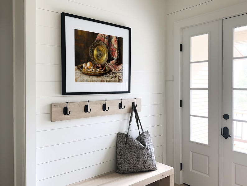 Ornate pearl painting wall art for office — sophisticated still life showcasing textured elements with a moody, luxurious feel.