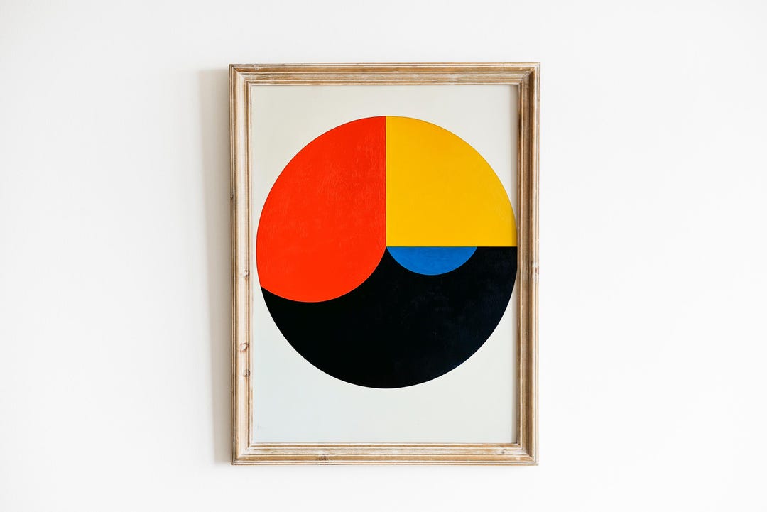 Mid-century Modern Oval Art Print - Bold Graphic Geometric Shapes